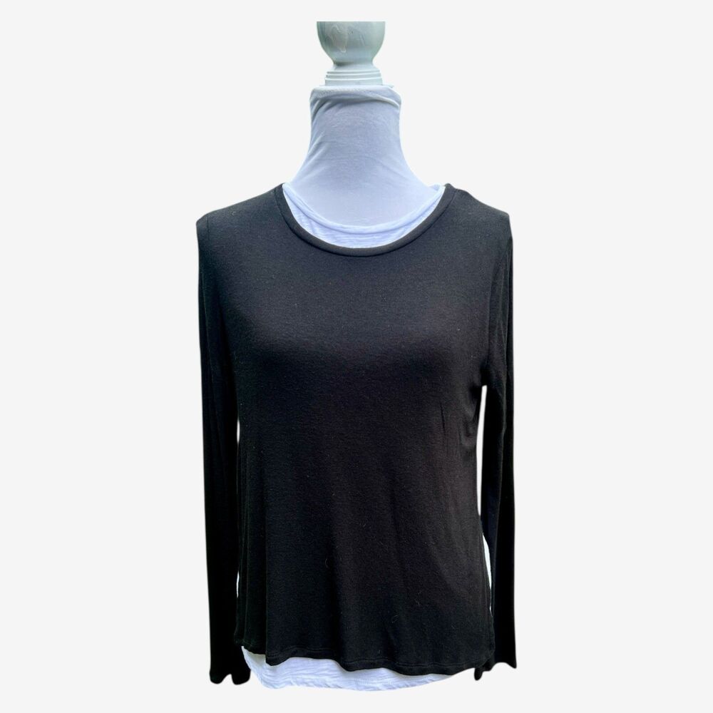 Olivaceous Black white layered sweater long sleeve top S